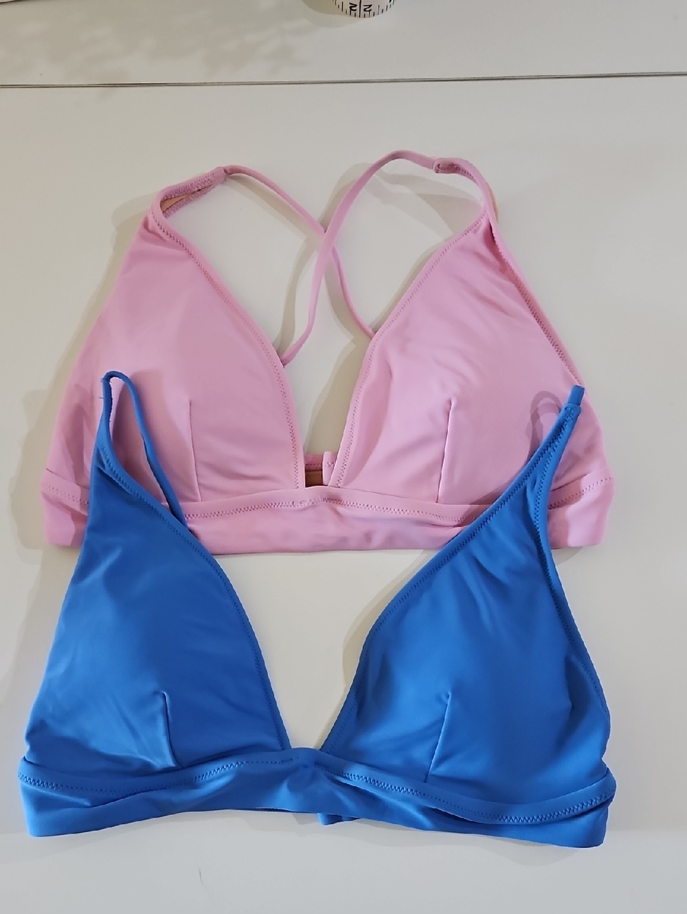 J. Crew Pink Trim Nude Lined Bikini Tops X 2